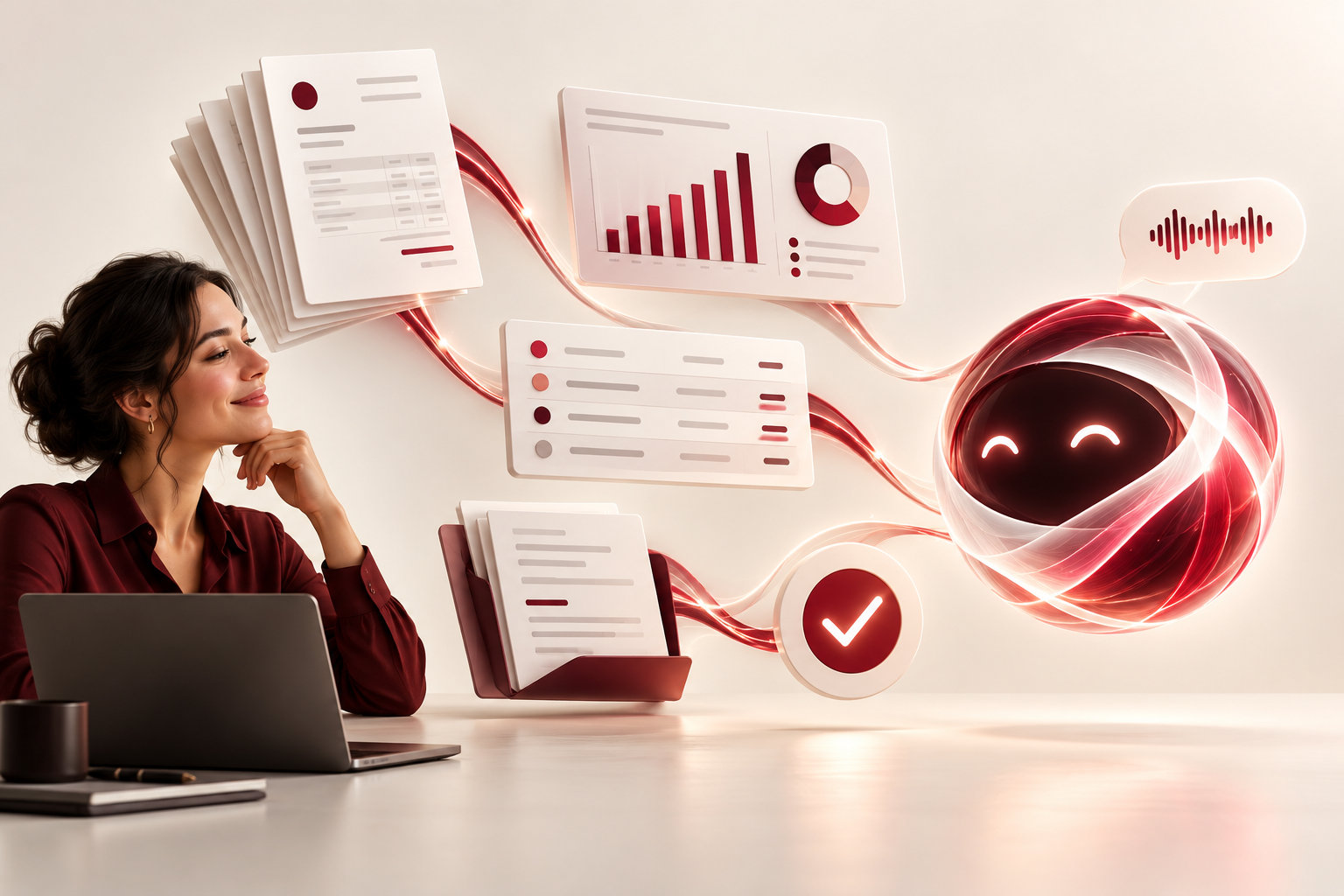 Conceptual MAKK AI assistant connecting invoice documents and financial insights