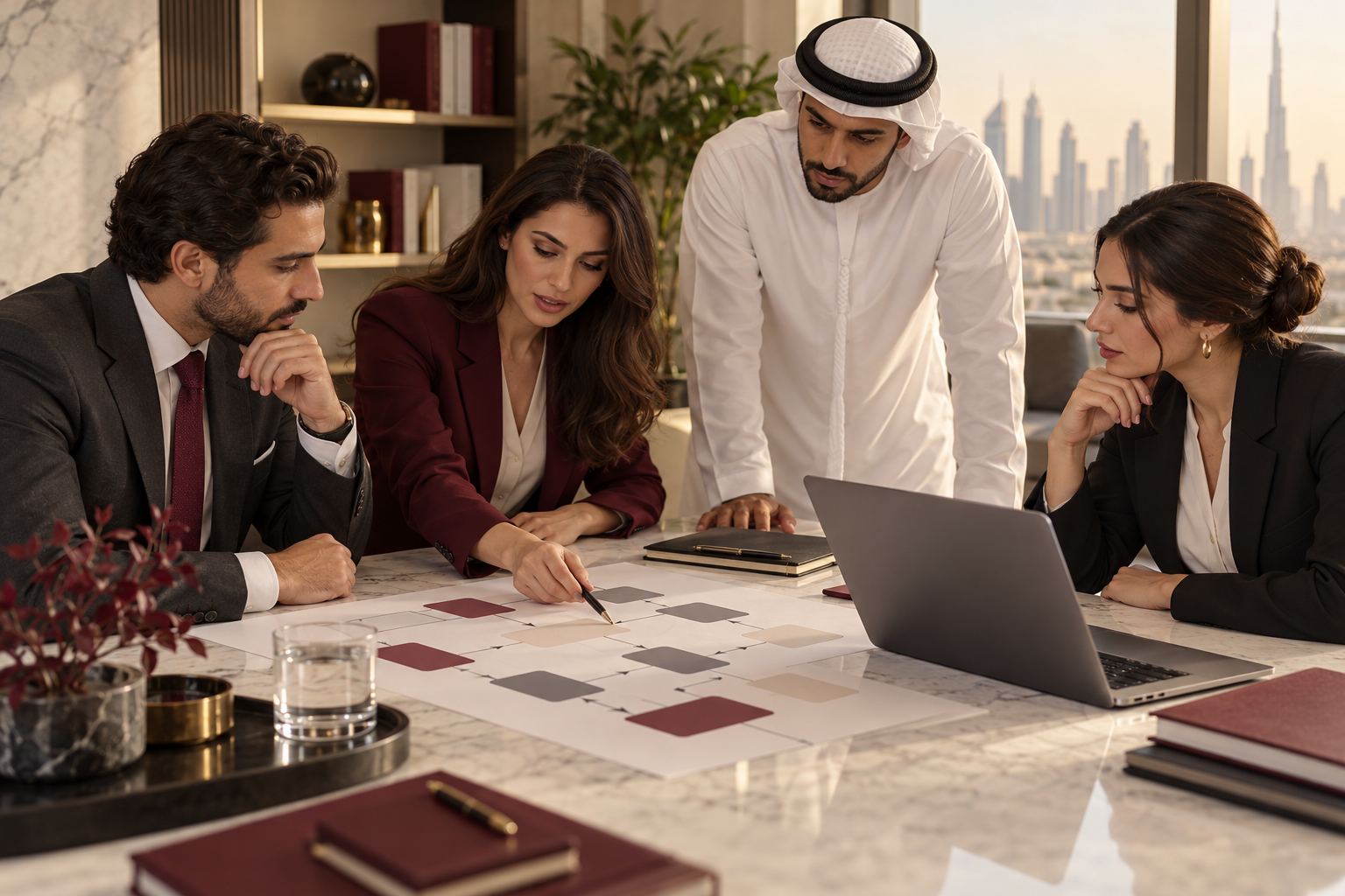 Illustrative advisers mapping a business strategy and process